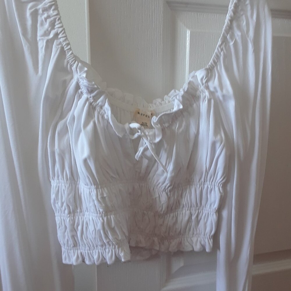 Very Pretty White Milkmaid/Bardot Style Cropped Blouse